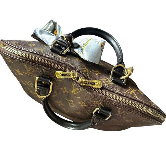 Authentic Louis Vuitton Alma PM Monogram Brown & Black Bag with Brass Lock & Key - Picture 4 of 15
